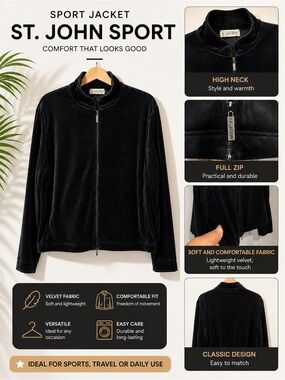 St John Sport Black Zip-Up Jacket